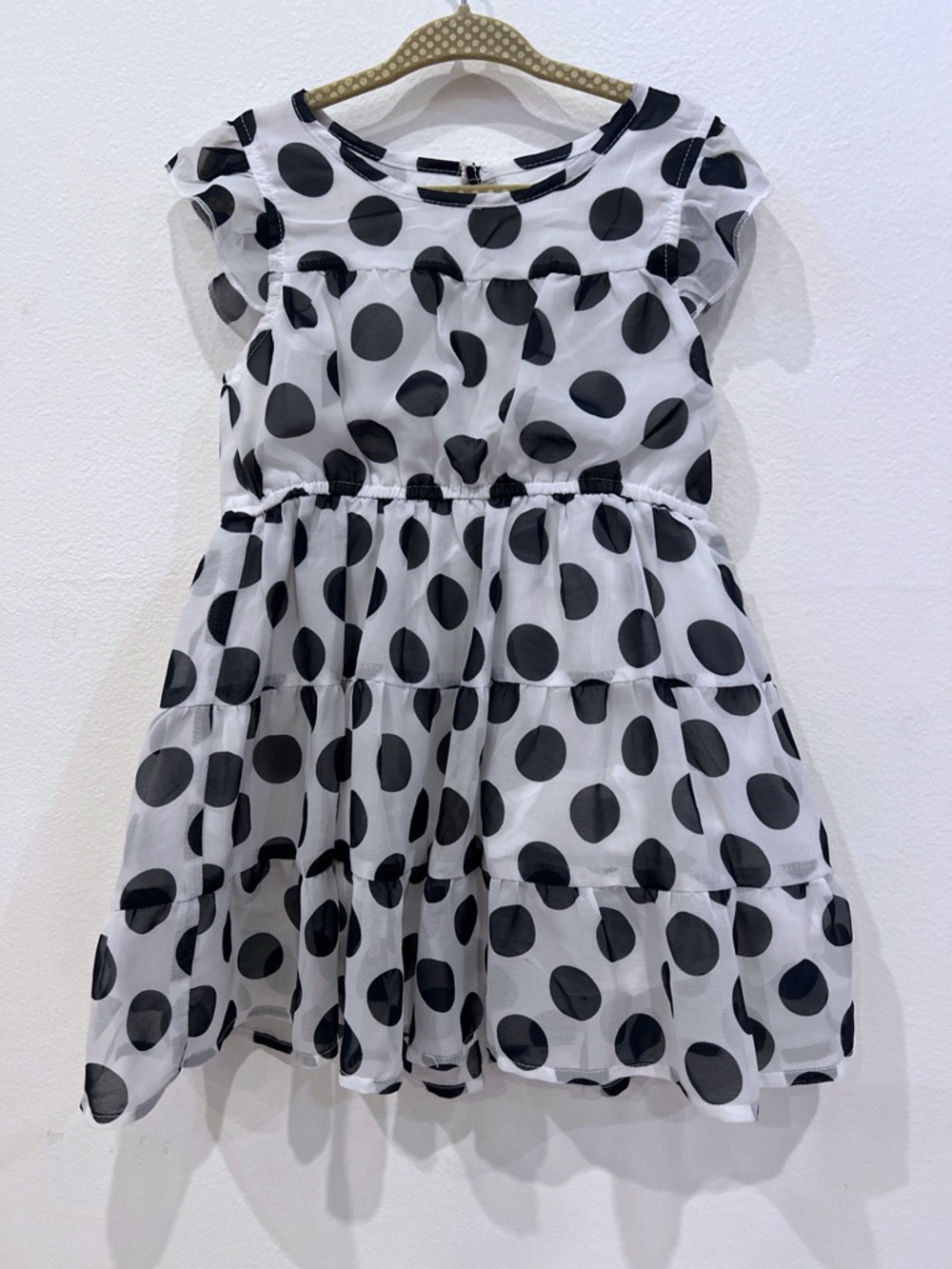 pumpkin patch Navy and White Polka Dot Tiered chiffon Dress size:3